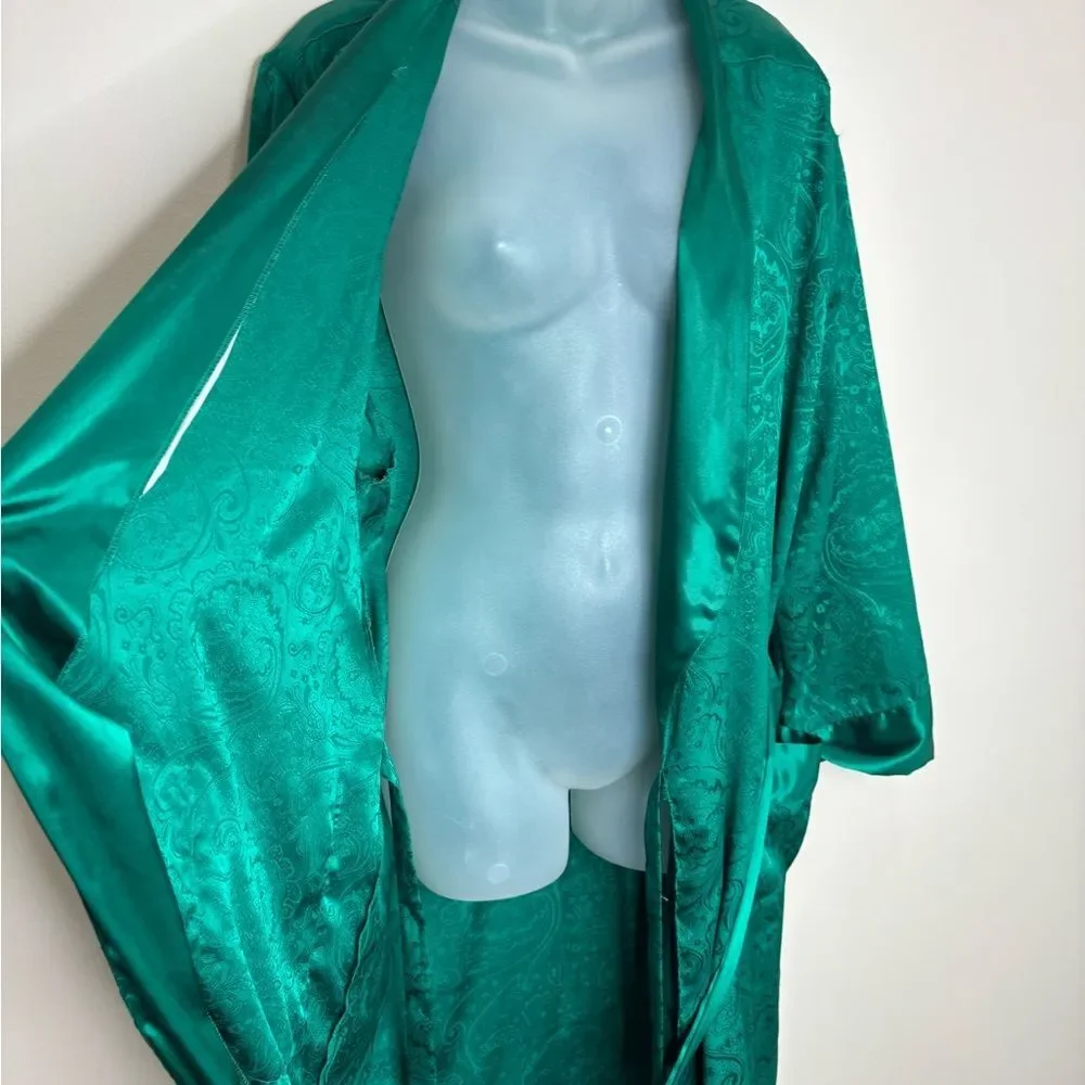 Victorias Secret Gold Label Emerald Green Long Sleeve Robe size Small vintage